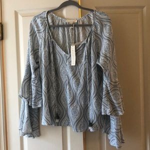 Ruffle sleeve printed blouse